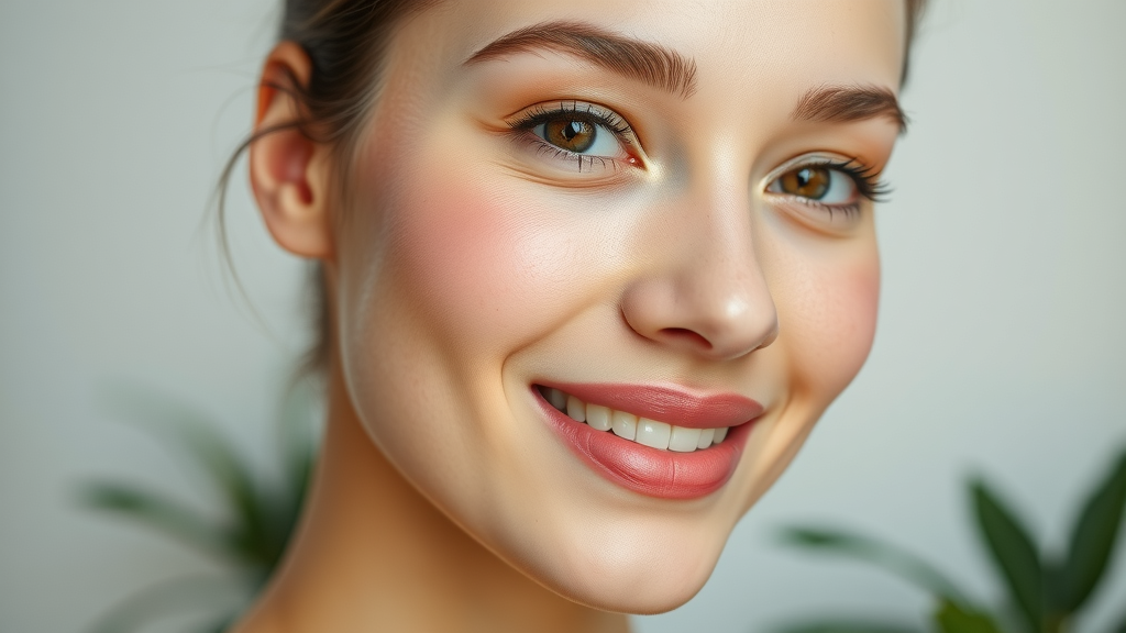 Flawless glowing skin after cosmetic dermatology treatments, close-up portrait