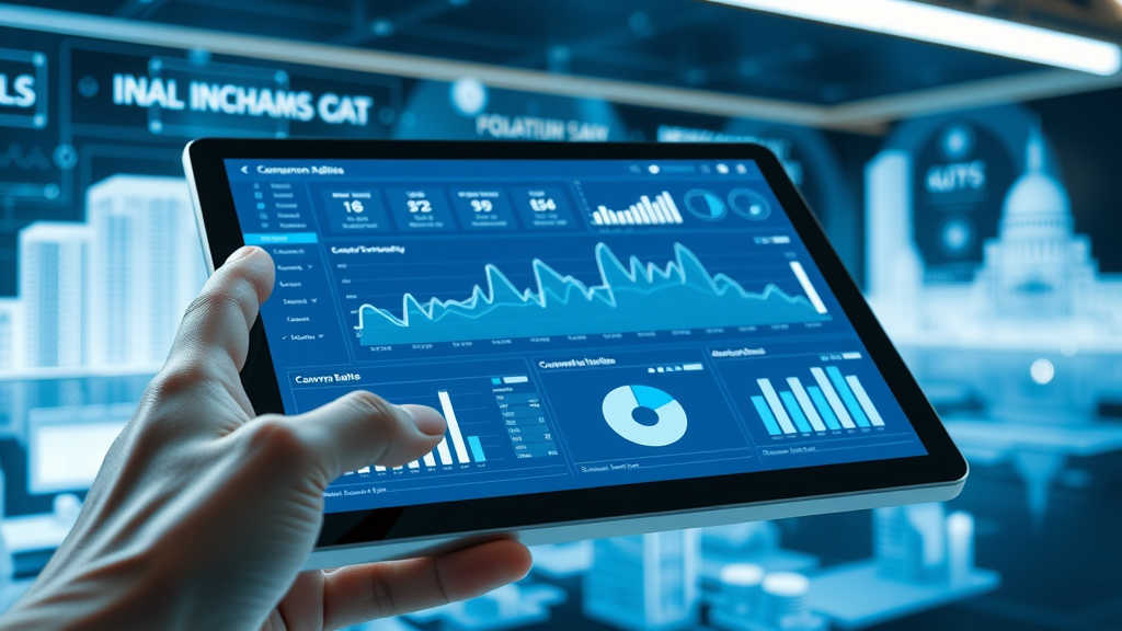 Futuristic digital marketing analytics dashboard with Plano business data and conversion insights