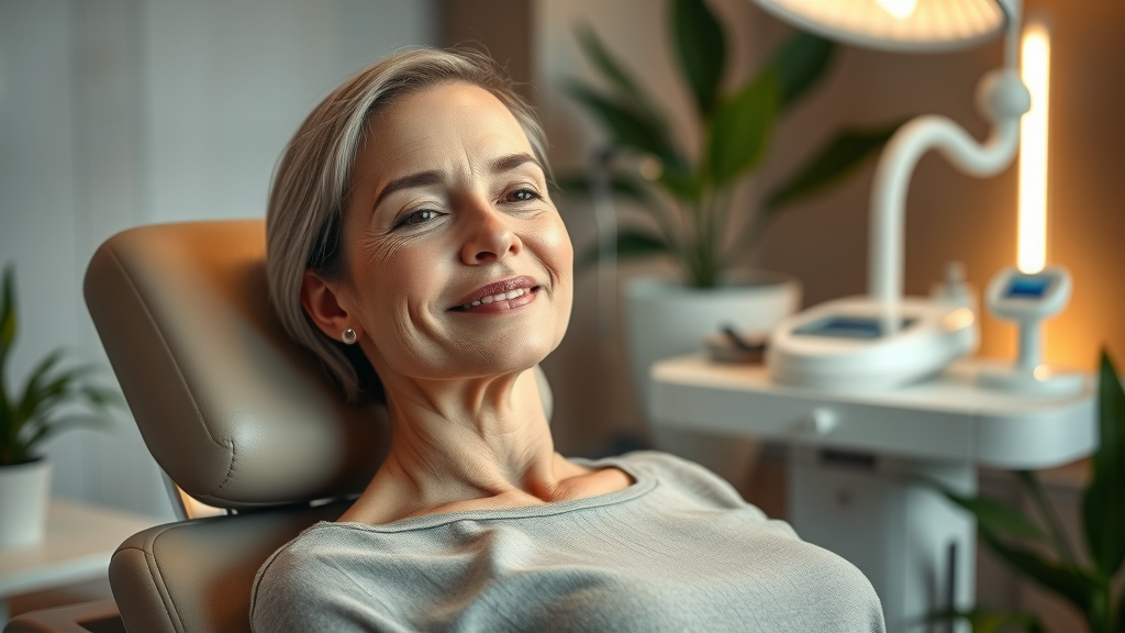 Modern medical spa patient receiving gentle treatment in a luxurious calming environment