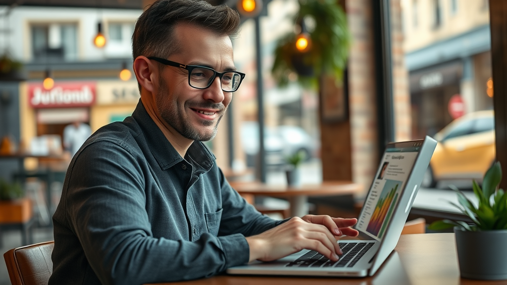 local business owner updating business profile online for local search engine discovery