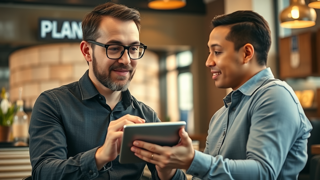 Digital marketing agency advisor consulting local business owner in Plano