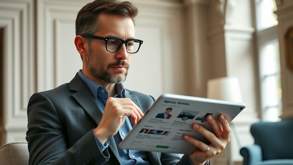 Agency in Plano entrepreneur analyzing digital marketing company portfolios