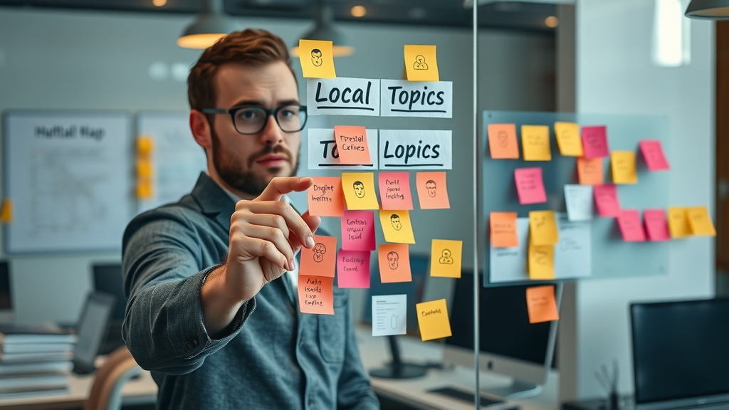 Marketing strategist mapping local Plano blog topics for increasing brand awareness, creative blog ideas