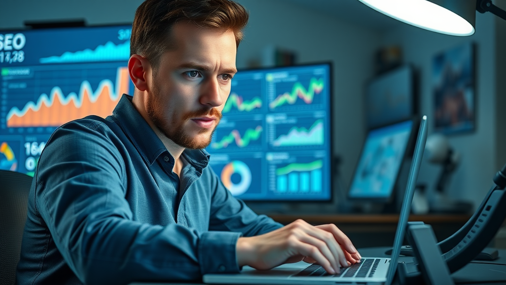 search engine optimization marketer analyzing SEO data in Plani digital marketing agency