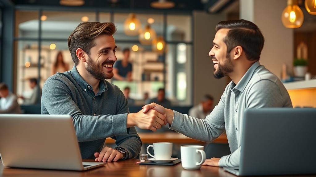 micro influencers small business owner partnership handshake cafe