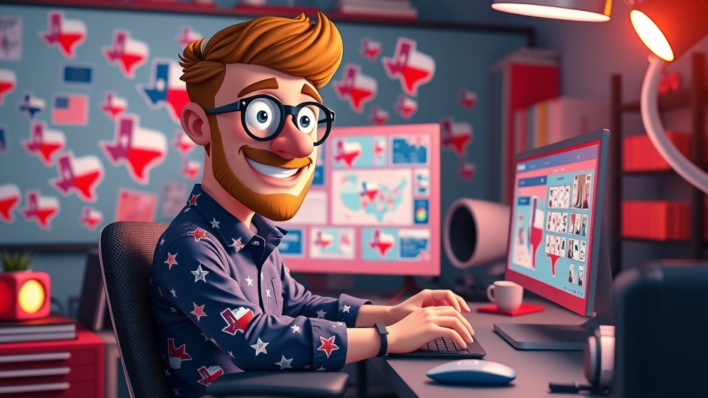 Creative social media manager designing Dallas-themed campaign graphics, social media marketing small business Dallas