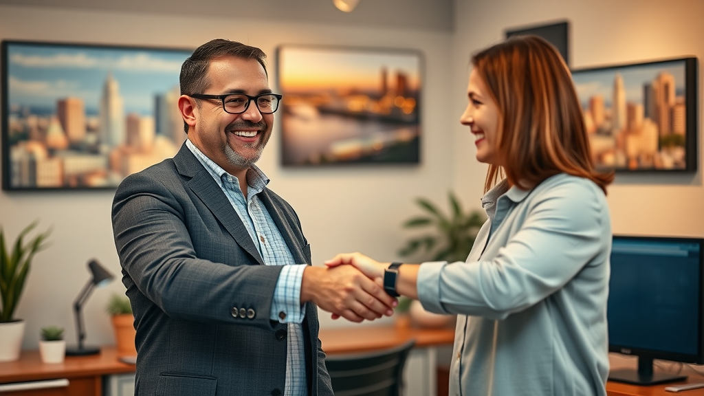 Plano SEO consultant - Professional consulting with Plano small business owner in office