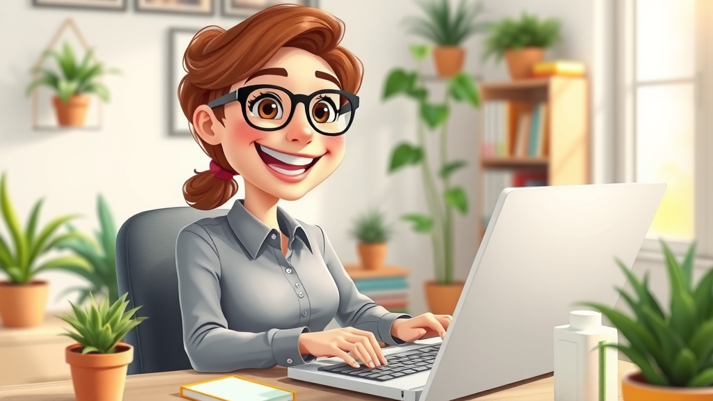 Enthusiastic small business owner blogging for business, working on successful blog post in home office