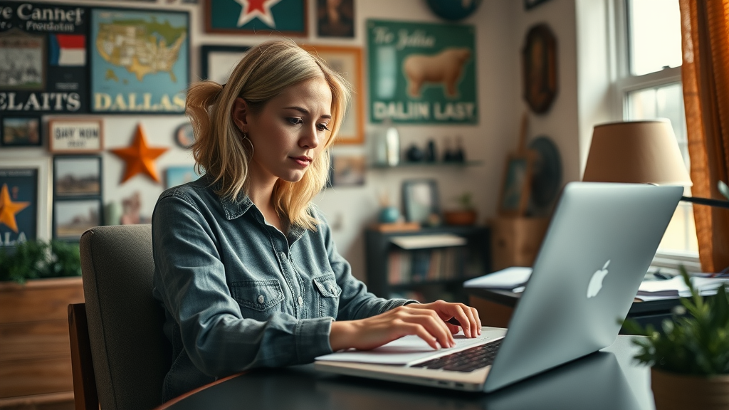 Content creator planning blogs and email campaigns for Dallas small business