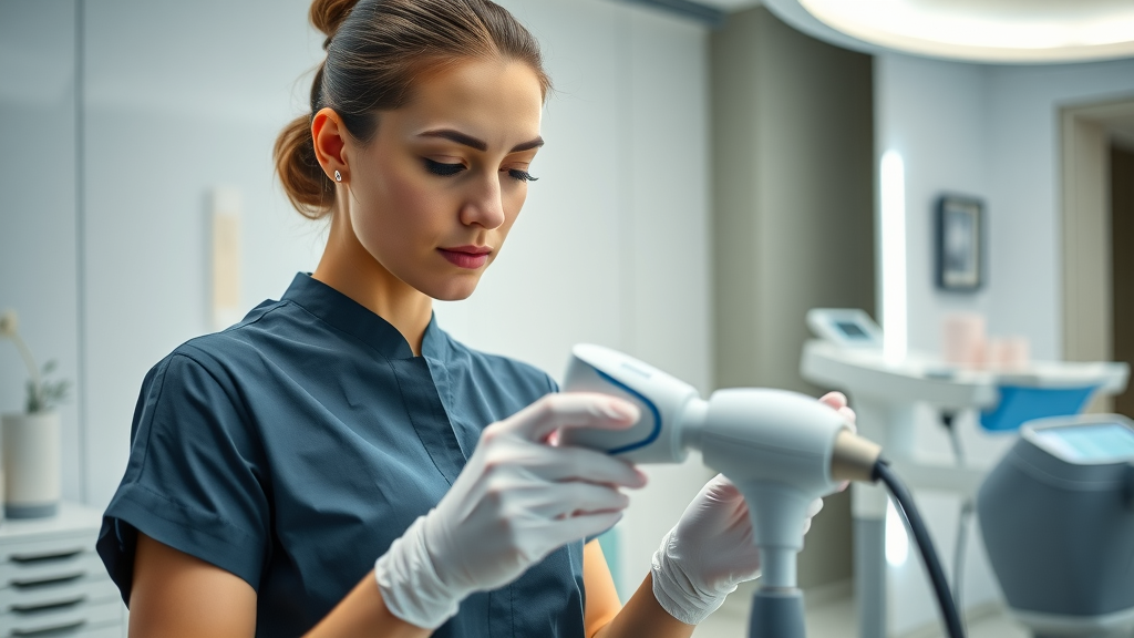 Aesthetic provider preparing non-surgical aesthetic treatment safely