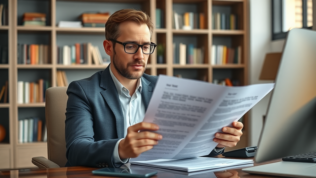 content strategist reviewing high-quality business blog draft, increasing conversion rate for small business
