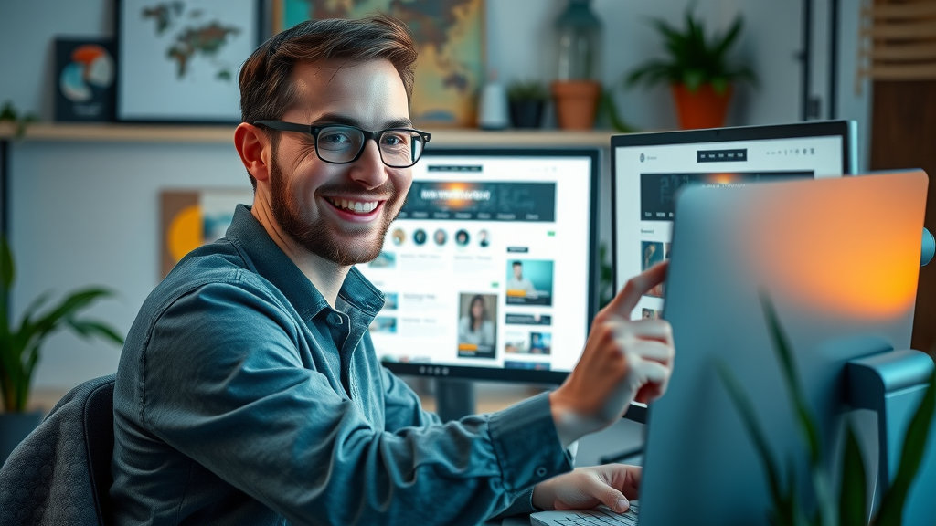 creative web designer in Plano, adjusting a modern blog layout, web design, seo blogging plano