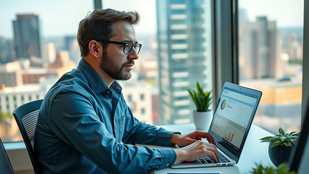 dedicated marketer analyzing keyword research for local seo plano, keyword data, plano texas background