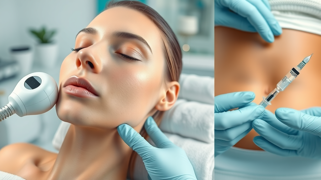 Non-invasive medical spa treatments including facial and body contouring close-up