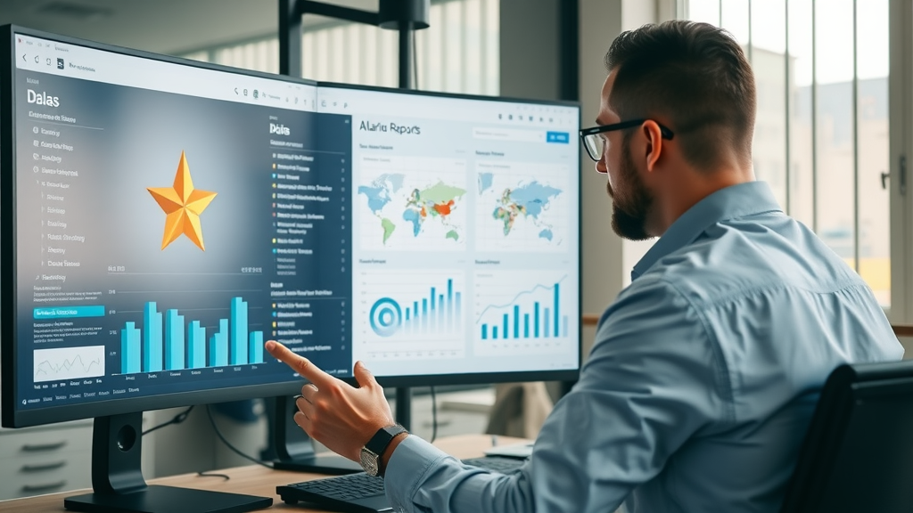 Dallas business owner using digital marketing and analytics dashboards for SEO