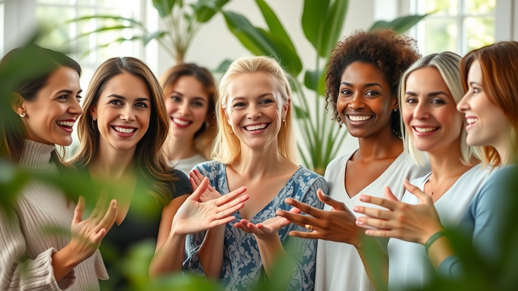 Happy women with youthful skin after botox wrinkle reduction treatment.