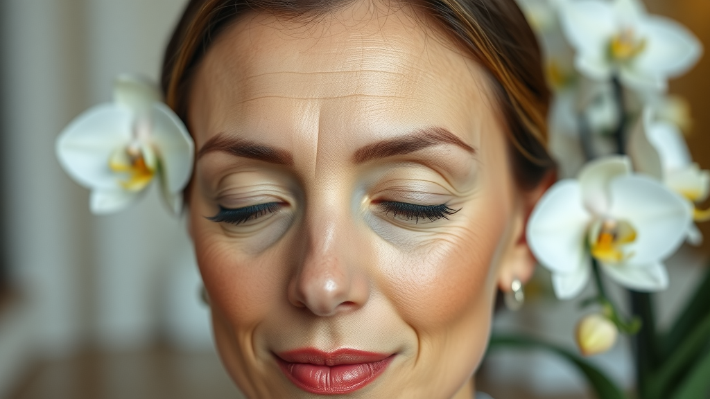 Smooth forehead and eyes post-botox wrinkle reduction, youthful radiant skin.