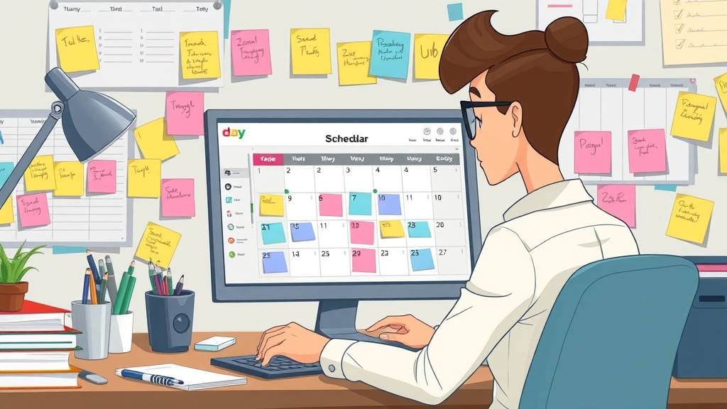 Content manager efficiently scheduling blog posts and optimizing marketing calendar for Plano digital agency