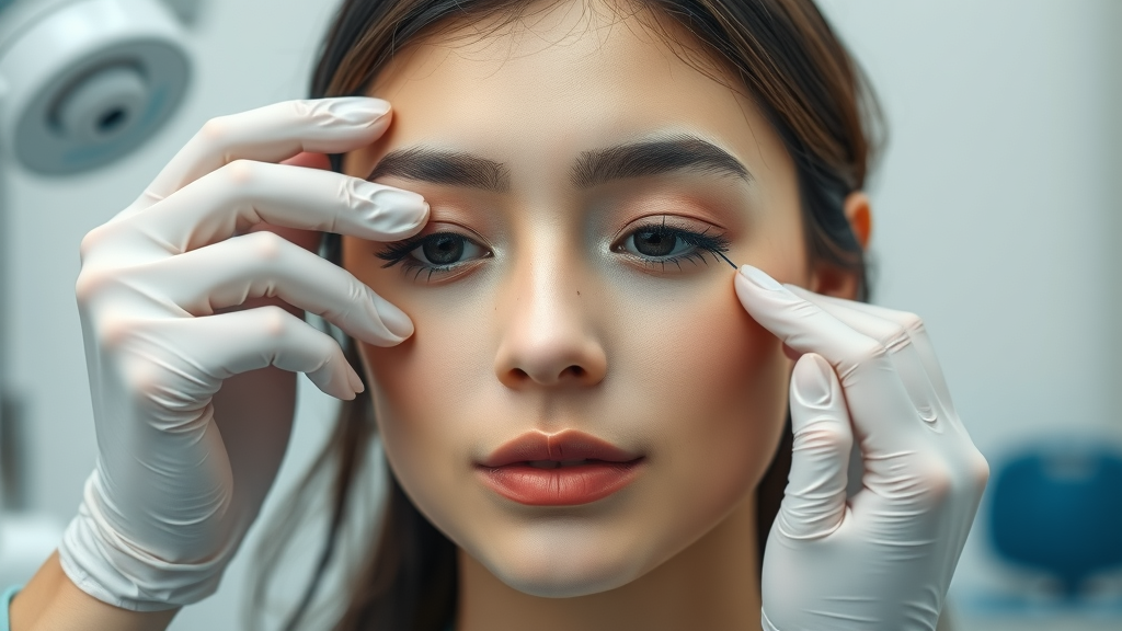 Surgeon marking incision spots for litelift mini facelift preparation