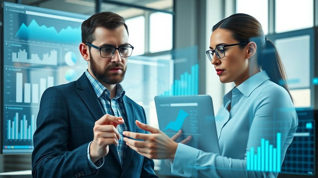business team analyzing SEO advantages of blogging plan with website analytics