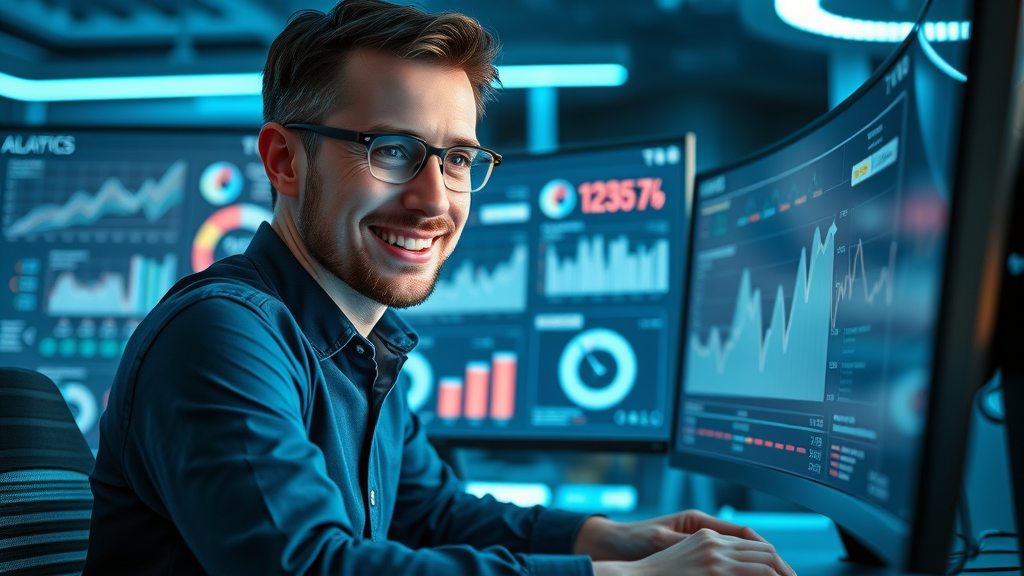 digital marketer analyzing blog analytics dashboard Plani local business blog digital marketing
