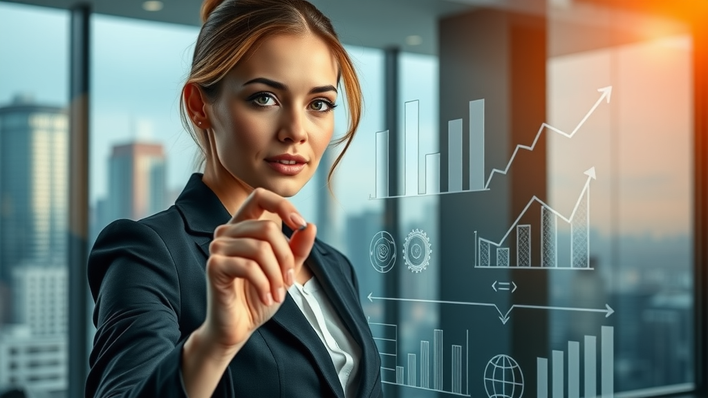 Businesswoman drawing a digital marketing plan for an affordable marketing solutions plani on a glass board in an office