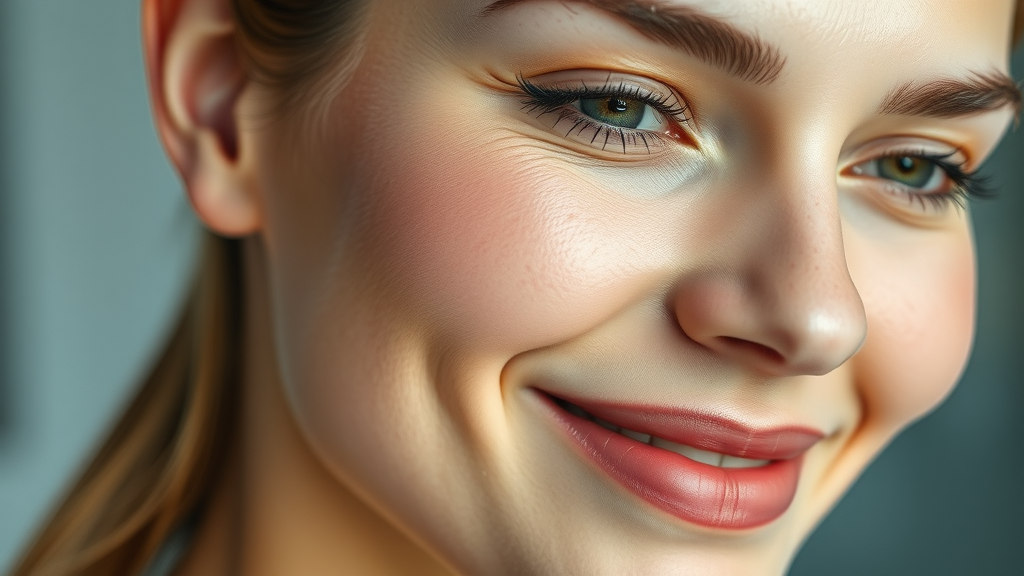 Smooth glowing skin of a woman post facial rejuvenation procedures.