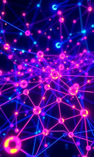 dynamic backlink network, collaborative, constructing interconnectivity, photorealistic, inside a virtual reality workspace filled with 3D holographic links, highly detailed, pulsating neon lines, ultra-high definition, vibrant hues, cool LED lighting, shot with a Sony E 16-55mm f/2.8 G lens.