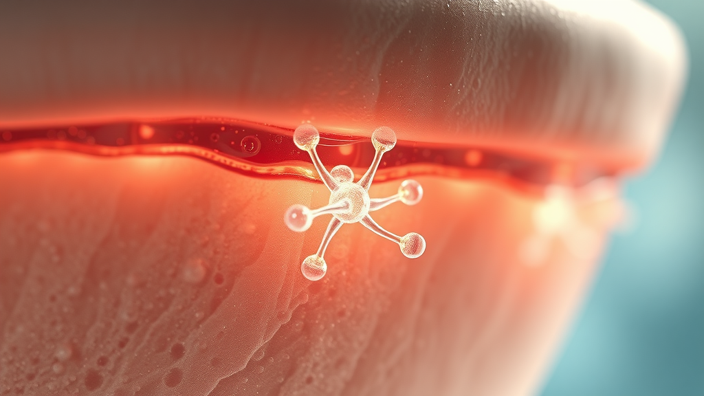 Collagen molecules stimulated under skin by Sculptra for natural rejuvenation