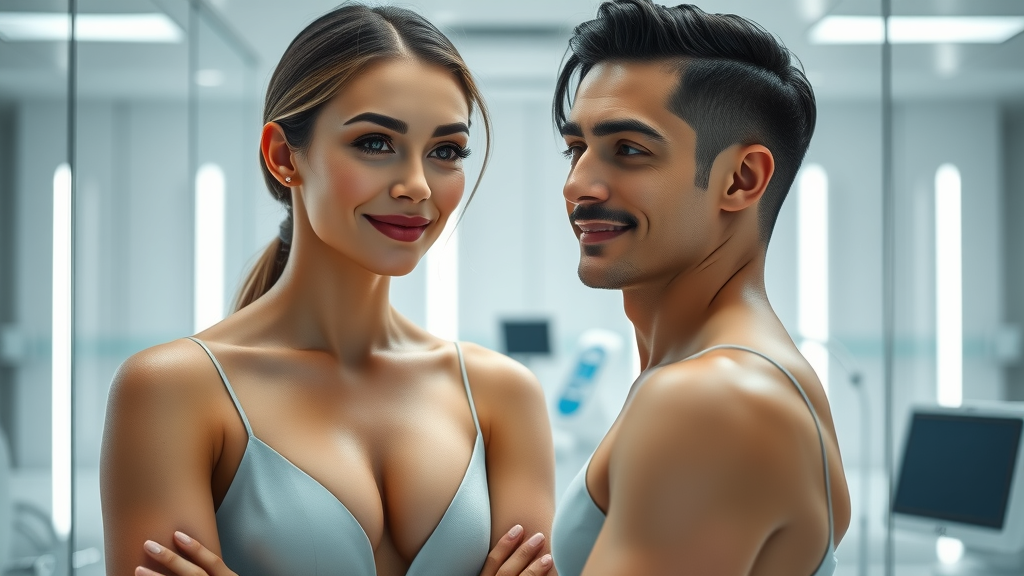 Confident adults reveal natural post-body contouring look in modern clinic
