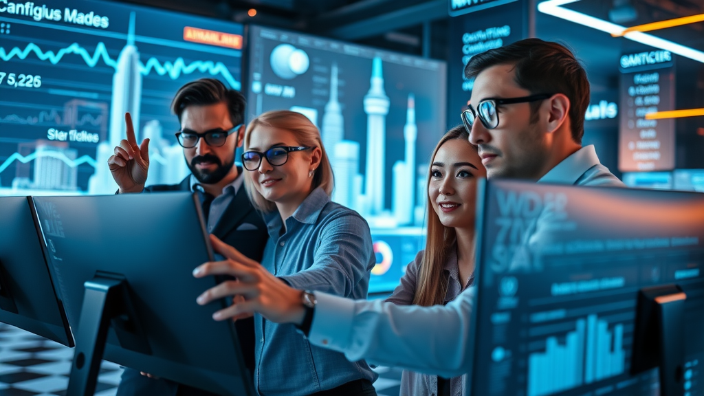 Focused marketing team analyzing digital analytics; Dallas business growth strategies using SEO and paid advertising for business expansion across North Texas