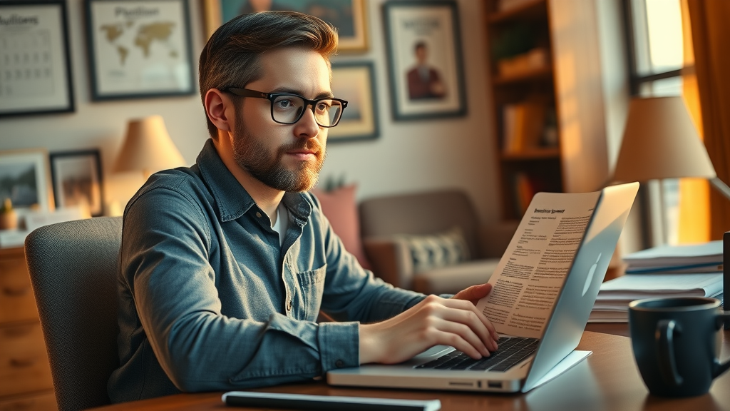Professional business blogger typing an insightful article, quality content for Plano businesses