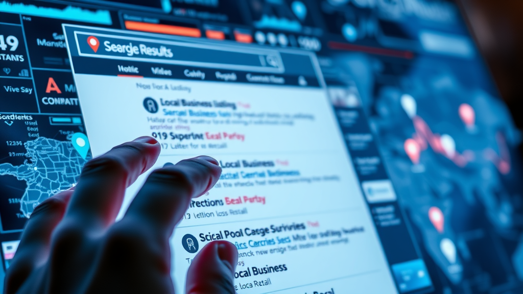 local business listings highlighted in search engine results page with local marketing strategies