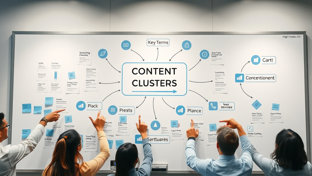 Plano SEO company - Visual flowchart of SEO content strategy for Plano businesses