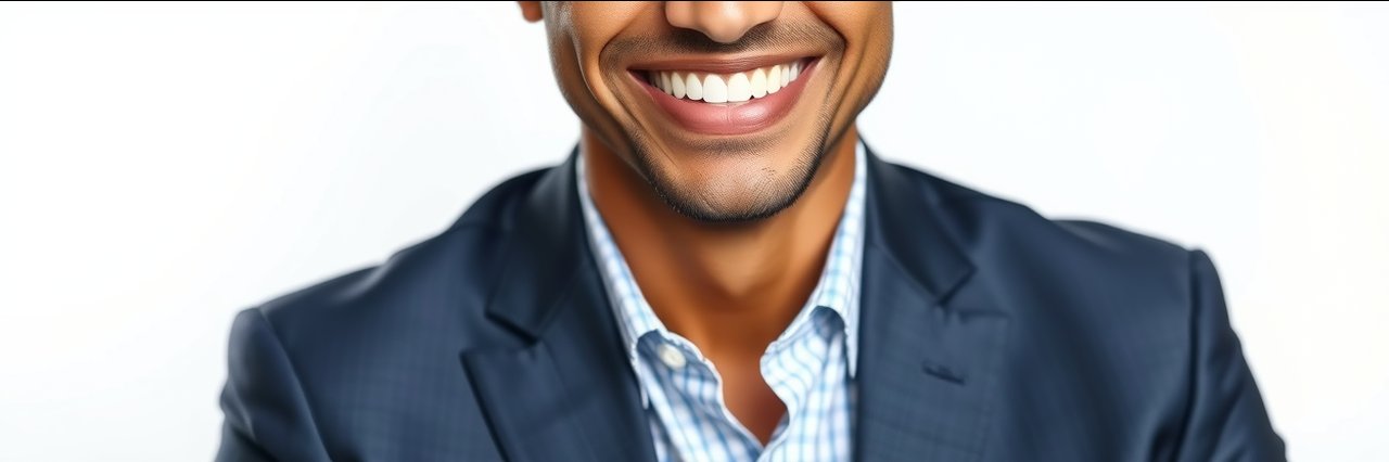 Professional male at san francisco fertility clinic, business portrait, smiling