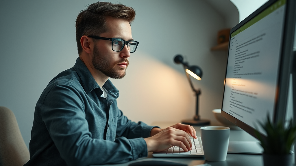 Diligent content creator editing quality blog post, importance of blogging for business, blogging workspace