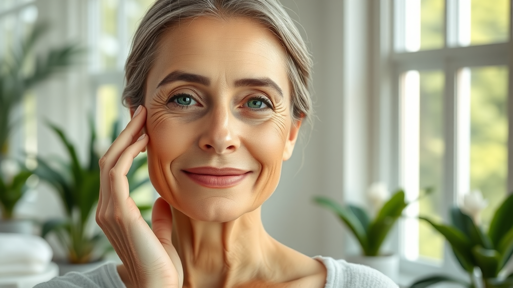 Serene woman with youthful skin in a Newport Beach medspa, cosmetic dermatology