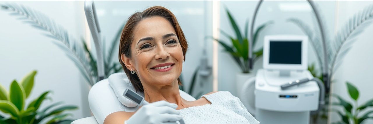 Modern clinic body contouring treatments with professional aesthetician and advanced equipment.
