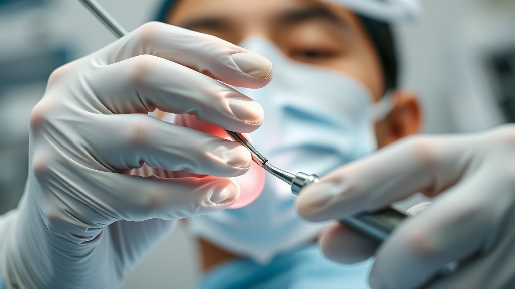 Professional dental service tools and dentist providing expert dental care